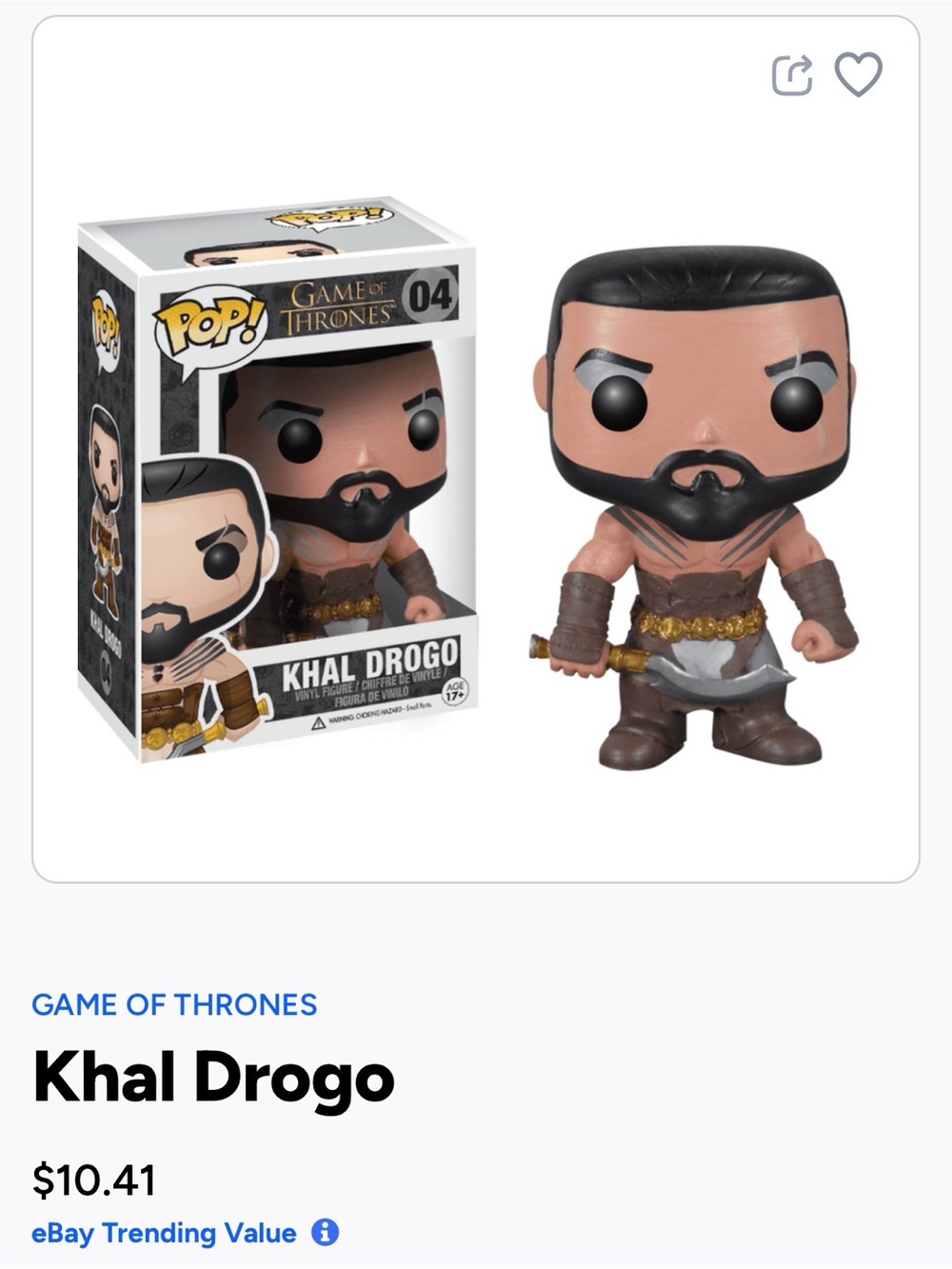 Funko Pop! Game of Thrones Khal Drogo Vinyl Figure - Black, Brown, Gold- 04